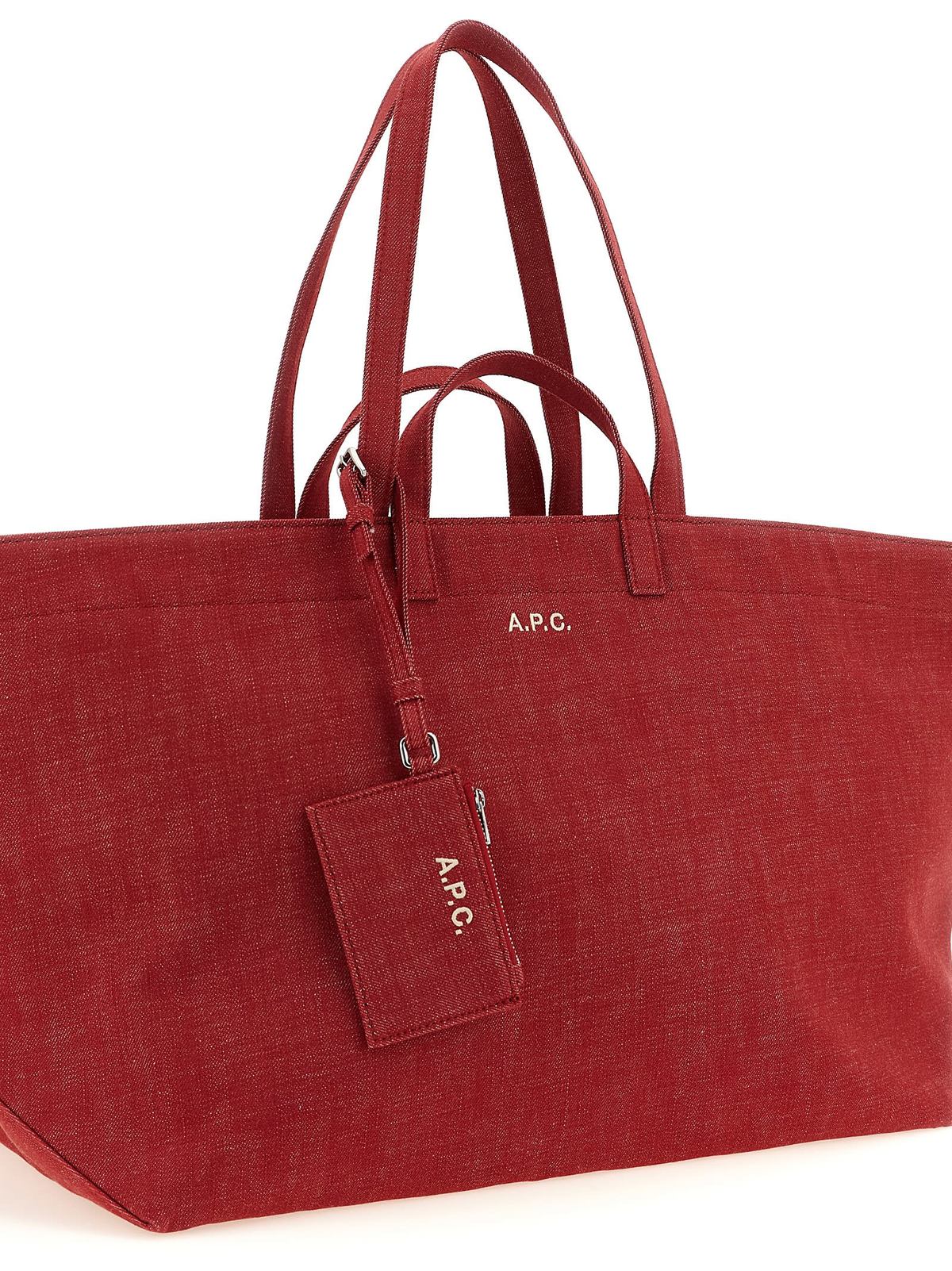 A.P.C. Le Drummer Toile Large Shopping Bag Tote - Red - Image 3 of 4