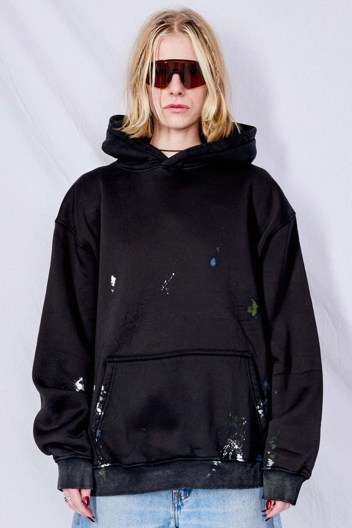 Assembly Black Painted Hoodie - Image 3 of 10