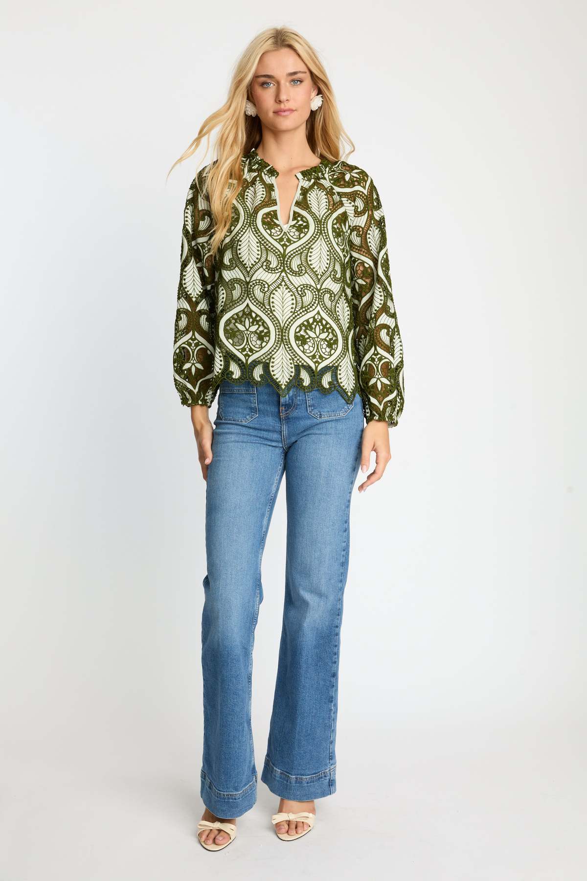 Caballero Miki Top in Loden Green Lace Blouse - Image 4 of 6