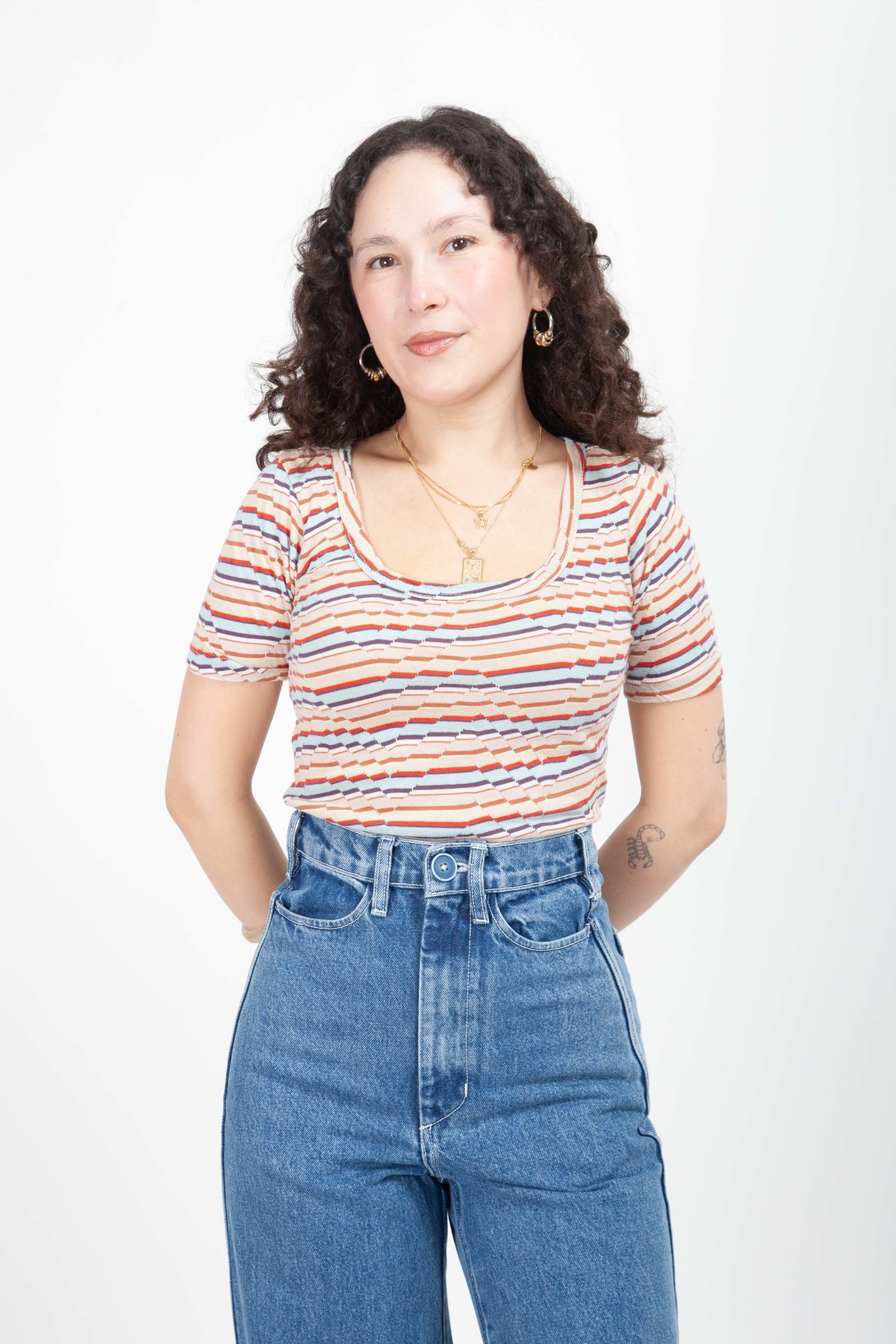 Gravel & Gold Darcy Tee - Ripple Stripe - Image 1 of 5