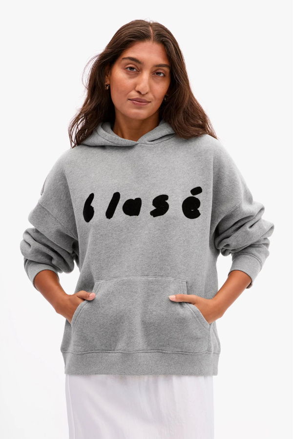 Clare V. Le Boxy Hoodie Flocked Blasé