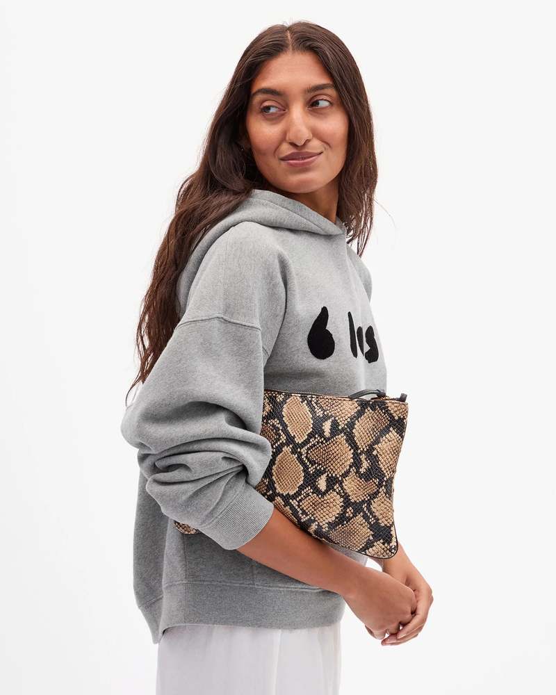 Clare V. Le Boxy Hoodie Flocked Blas