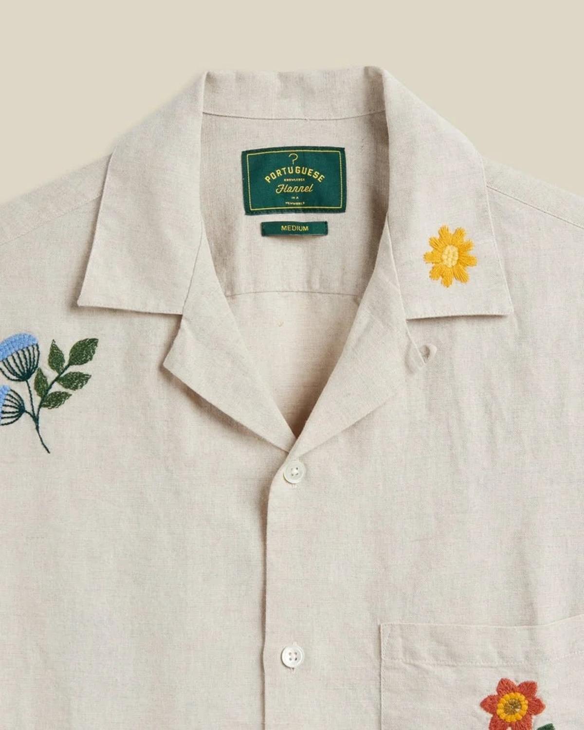 Portuguese Flannel Spring Embroidery Flowers Shirt - Image 3 of 7