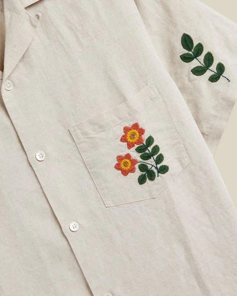 Portuguese Flannel Spring Embroidery Flowers Shirt