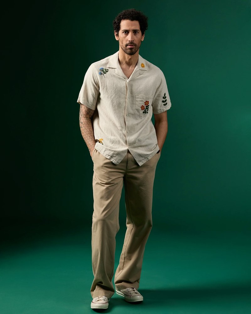 Portuguese Flannel Spring Embroidery Flowers Shirt