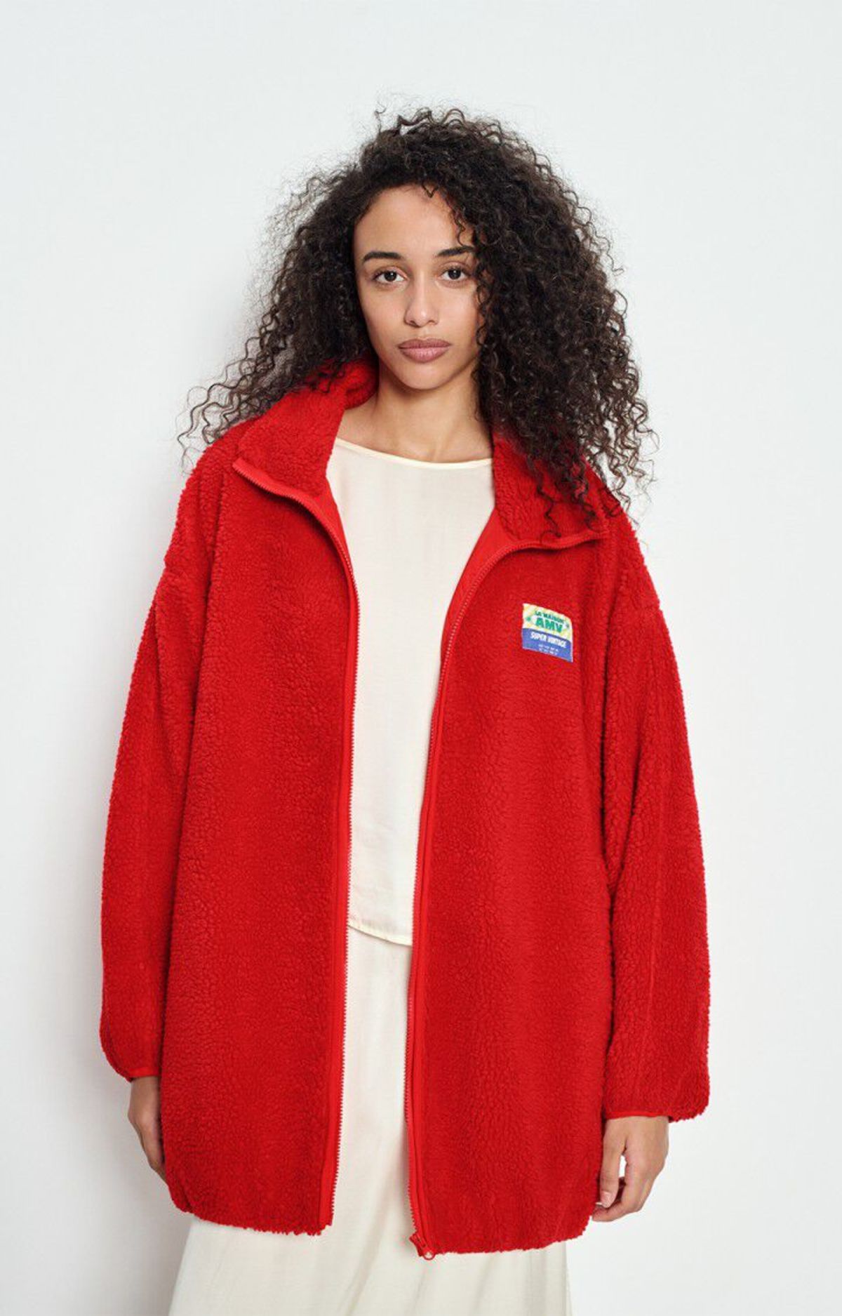 American Vintage Hoktown Long Zip Up Fleece Jacket - Love Love - Image 6 of 9