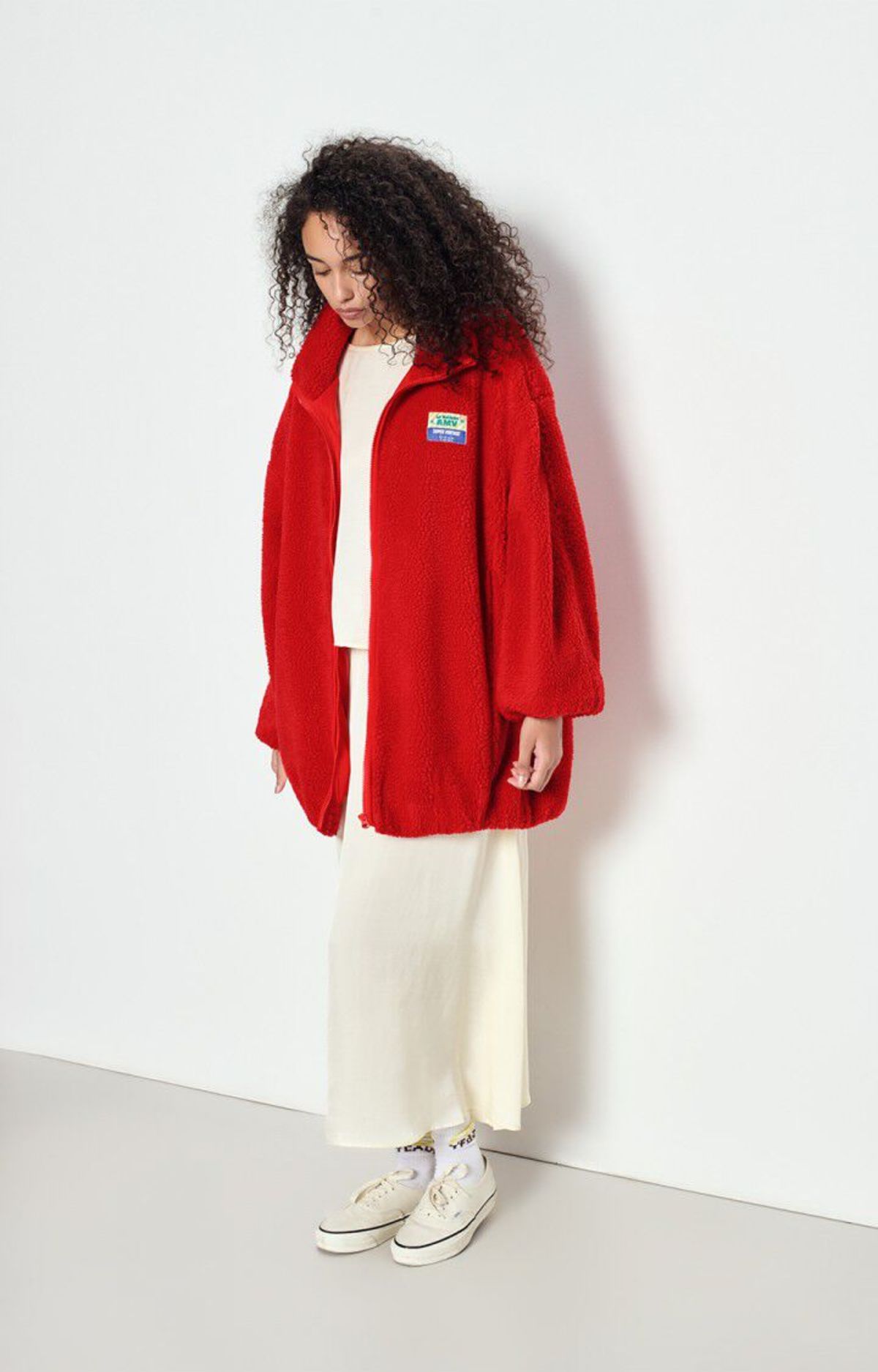 American Vintage Hoktown Long Zip Up Fleece Jacket - Love Love - Image 7 of 9
