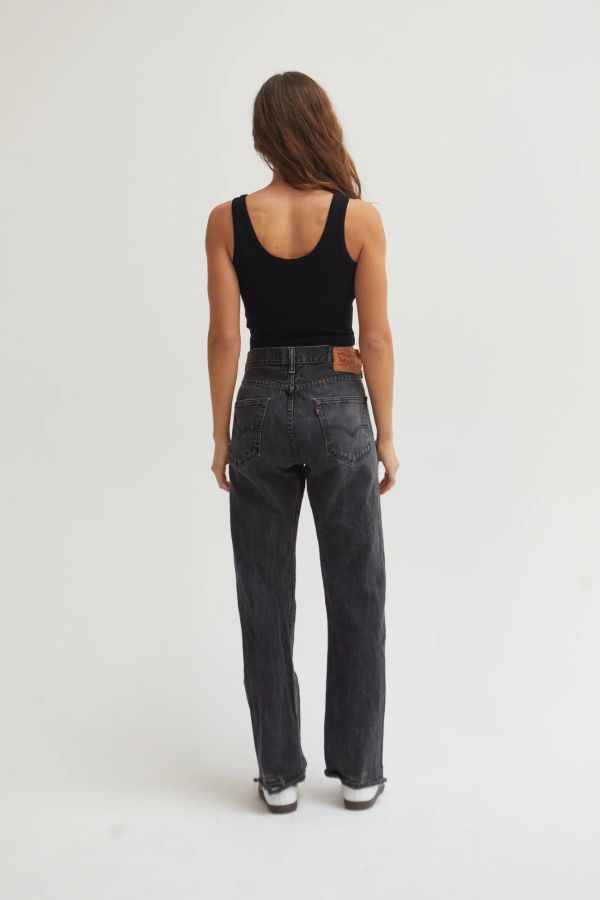 Asher Raya Ribbed Crop Tank - Black