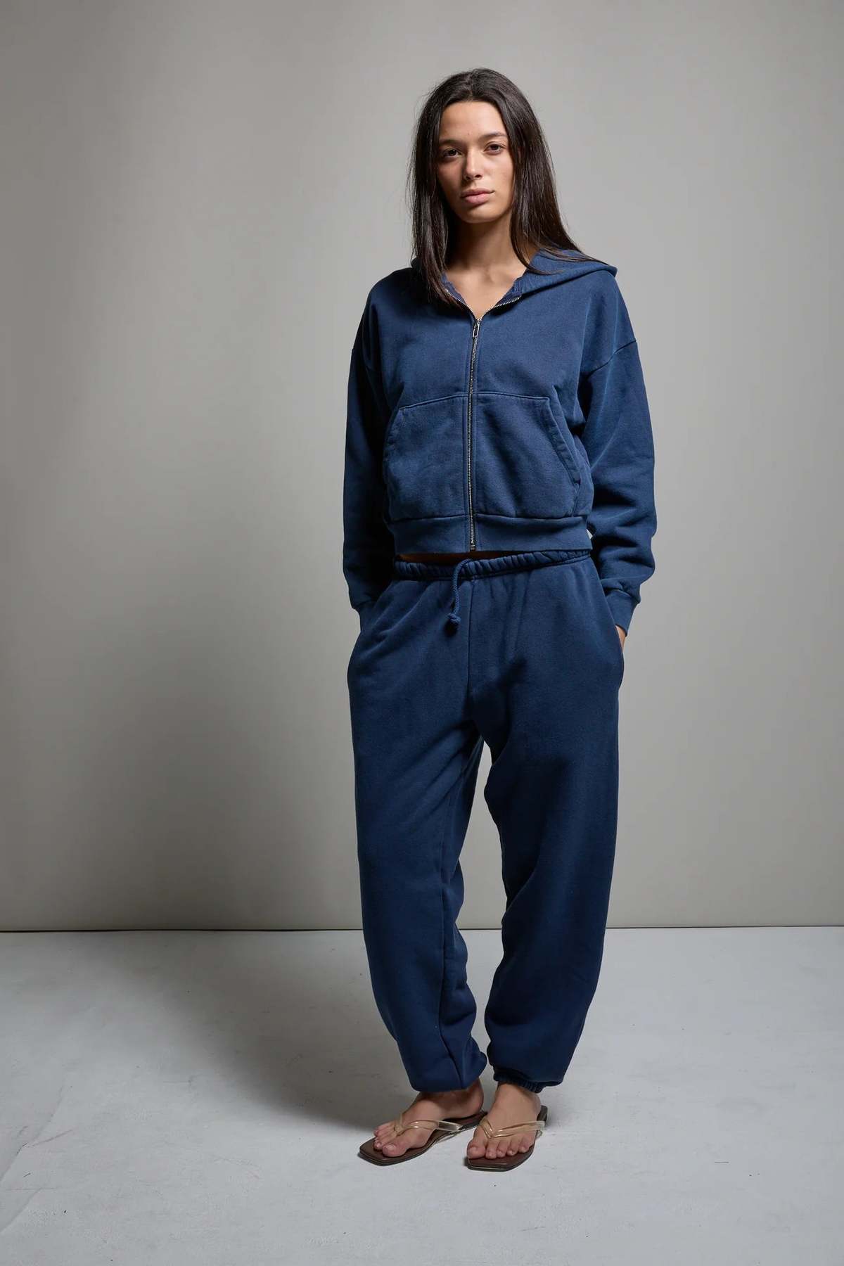 Asher Rosie Zip Hoodie Sweatshirt - Cadet Blue - Image 3 of 5