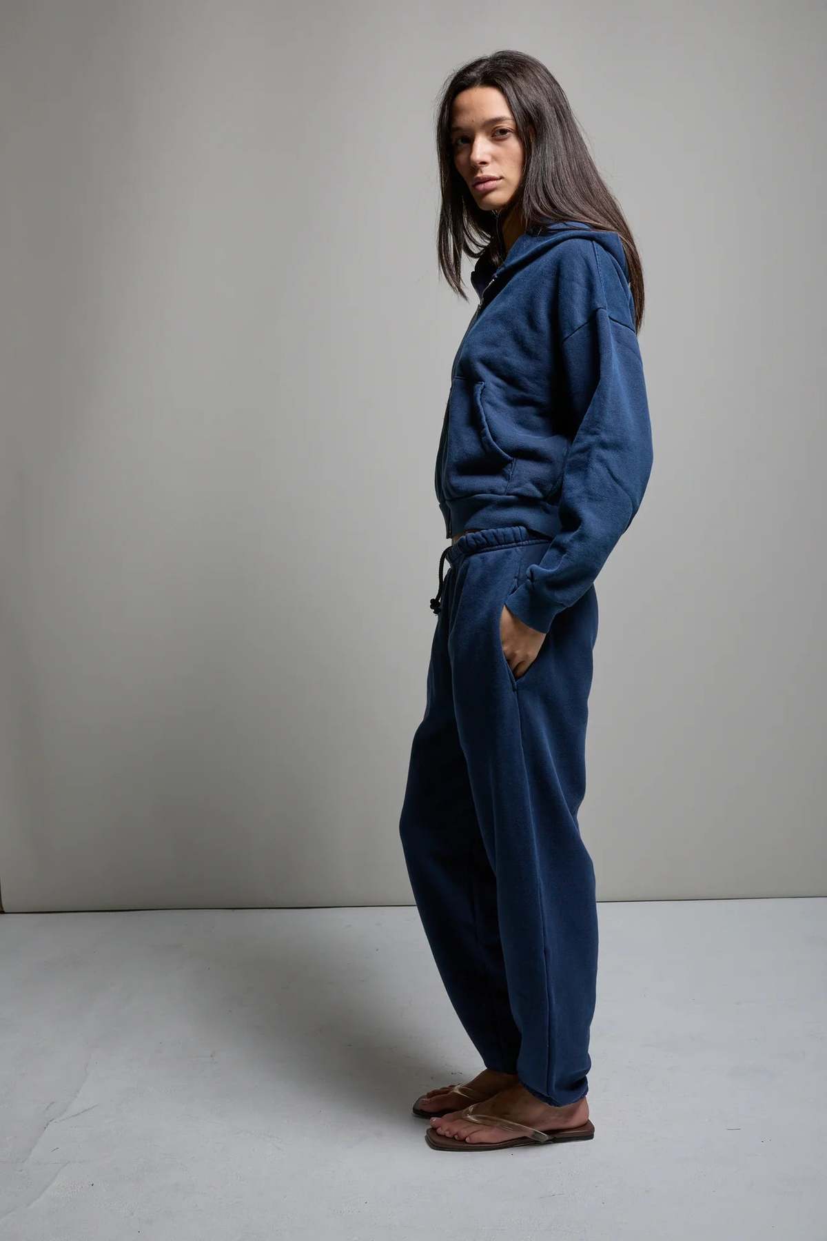 Asher Rosie Zip Hoodie Sweatshirt - Cadet Blue - Image 4 of 5