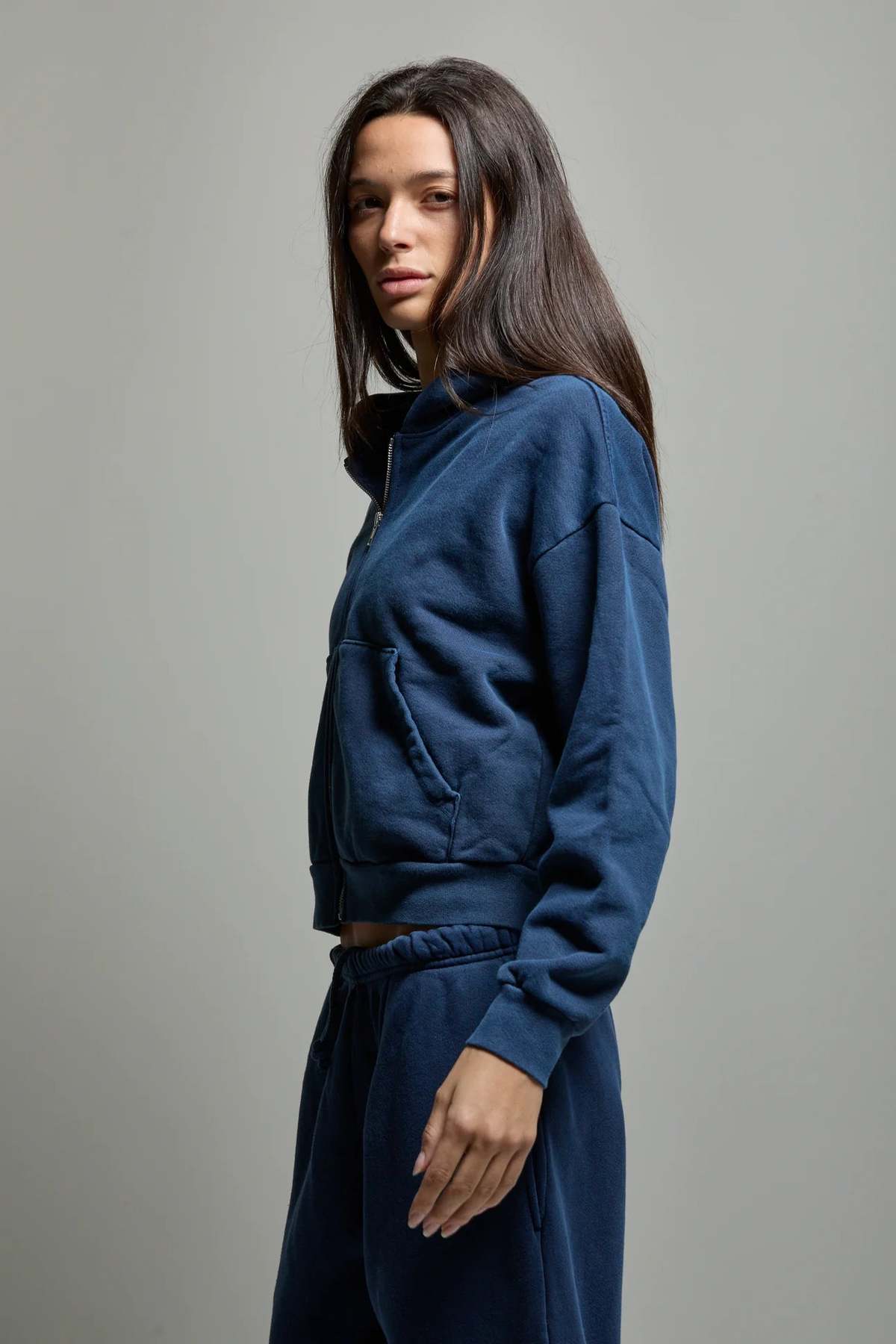Asher Rosie Zip Hoodie Sweatshirt - Cadet Blue - Image 5 of 5