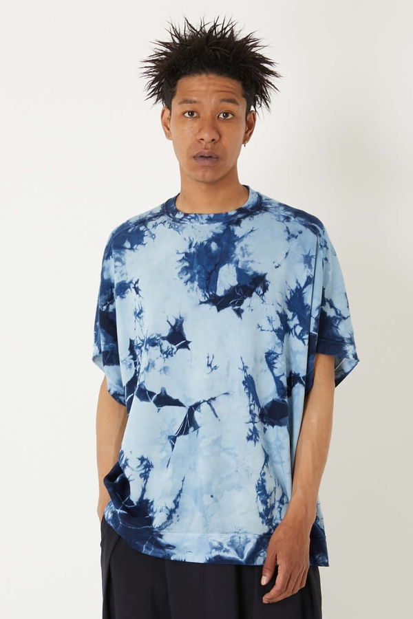 Blue Blue Japan Unisex Indigo Shibori French Sleeve T-Shirt