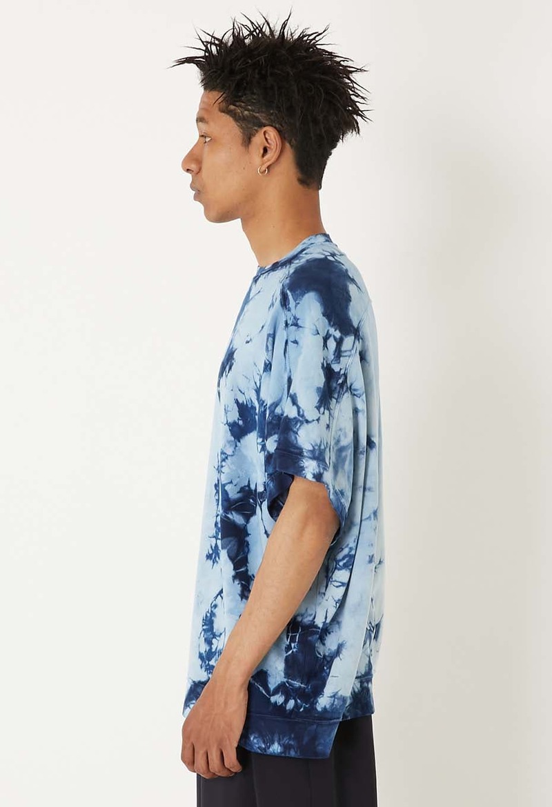 Blue Blue Japan Unisex Indigo Shibori French Sleeve T-Shirt