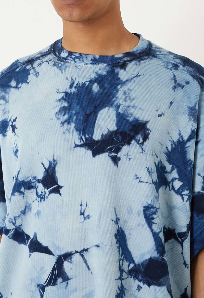 Blue Blue Japan Unisex Indigo Shibori French Sleeve T-Shirt