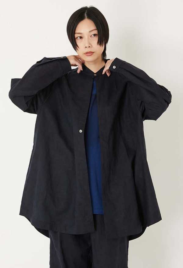 Blue Blue Japan Glass Pattern Mixed Oversize Shirt