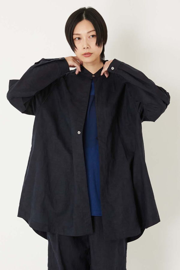 Blue Blue Japan Glass Pattern Mixed Oversize Shirt
