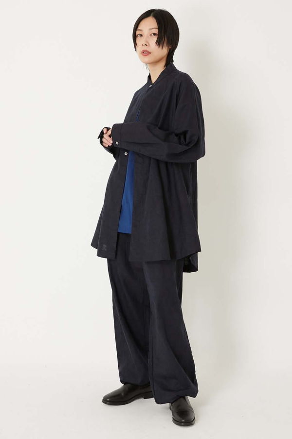 Blue Blue Japan Glass Pattern Mixed Oversize Shirt