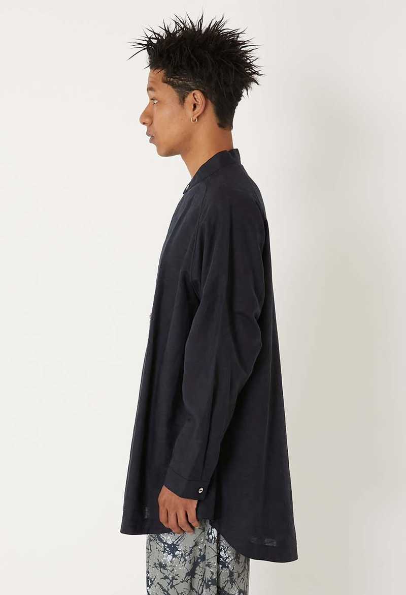 Blue Blue Japan Glass Pattern Mixed Oversize Shirt