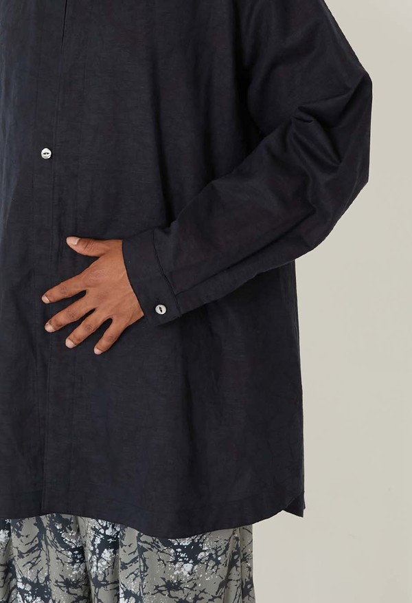 Blue Blue Japan Glass Pattern Mixed Oversize Shirt