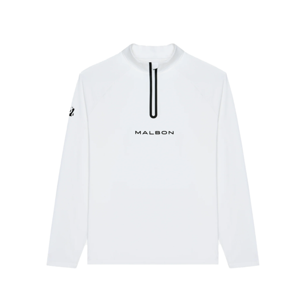 Malbon Performance Raglan Quarter Zip Fleece - White Malbon Performance Raglan Quarter Zip Fleece - White