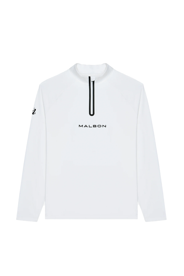Malbon Performance Raglan Quarter Zip Fleece - White