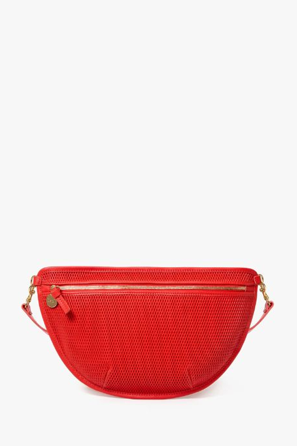 Clare V. Grande Fanny Diamond Perf Belt Bag - Bright Poppy