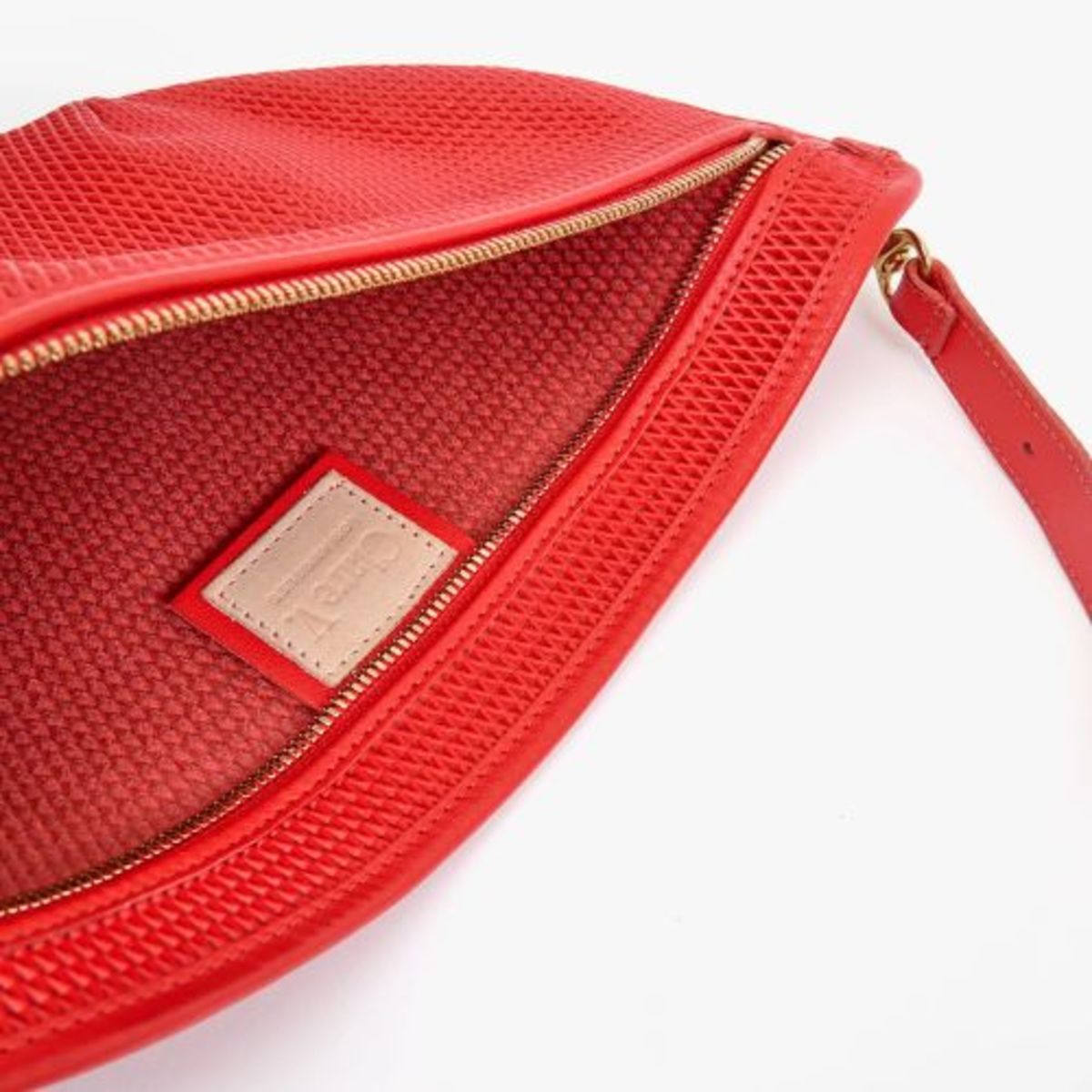 Clare V. Grande Fanny Diamond Perf Belt Bag - Bright Poppy - Image 3 of 3