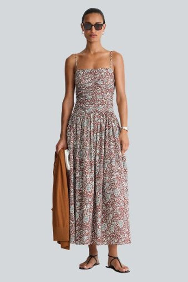Apiece Apart Jana Ruched Bodice Maxi Dress - Clay Floral