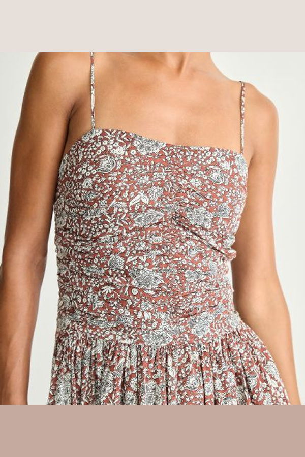 Apiece Apart Jana Ruched Bodice Maxi Dress - Clay Floral