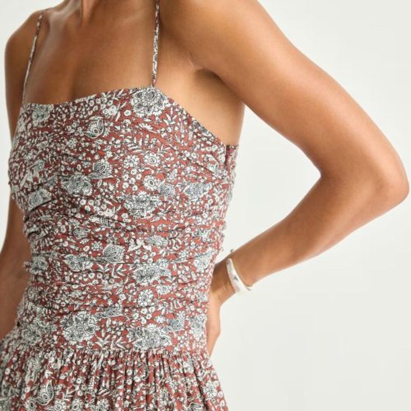 Apiece Apart Jana Ruched Bodice Maxi Dress - Clay Floral