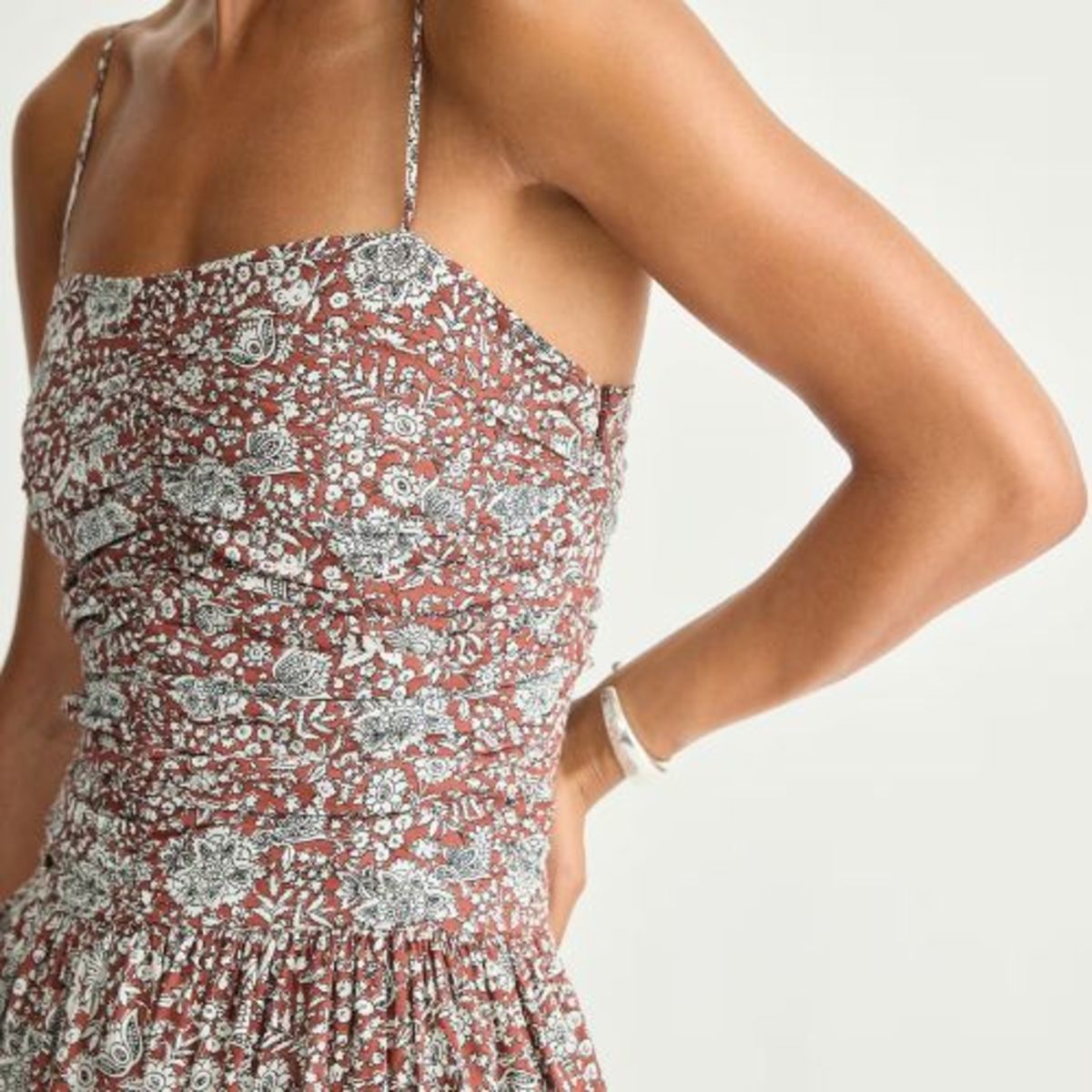 Apiece Apart Jana Ruched Bodice Maxi Dress - Clay Floral - Image 4 of 6