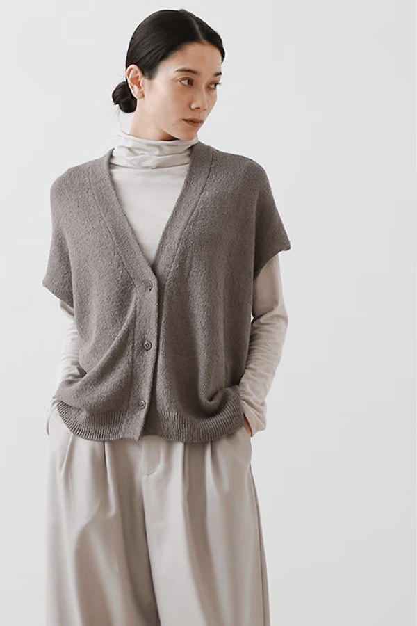 Evam Eva Roving Cotton Vest - Mauve Grey