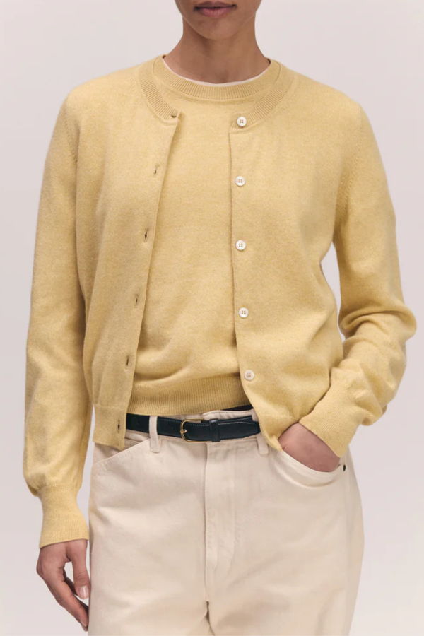 &Daughter The Enya Cashmere/Cotton Cardigan - Pale Yellow