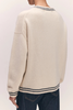 &Daughter The Stripe Trim Balla V-Neck Sweater - White/Navy - Thumbnail 3