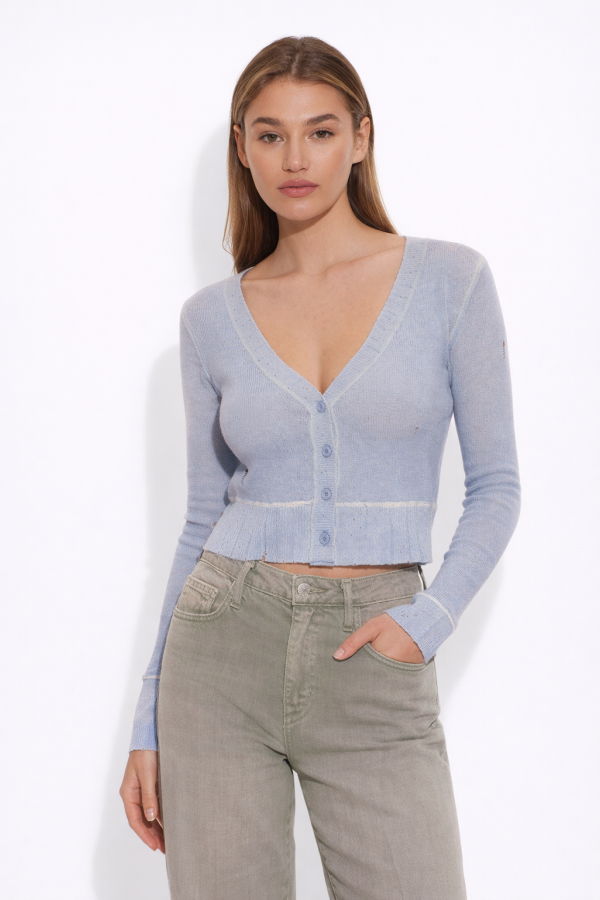 The Tile Club Mia Shrunken Cardigan - Ocean Breeze