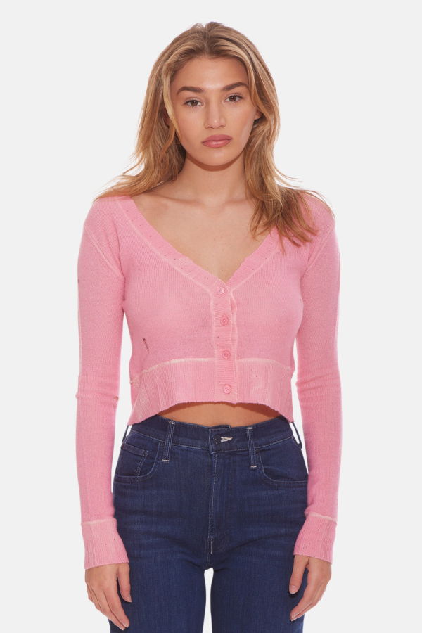 The Tile Club Mia Shrunken Cardigan - Pink