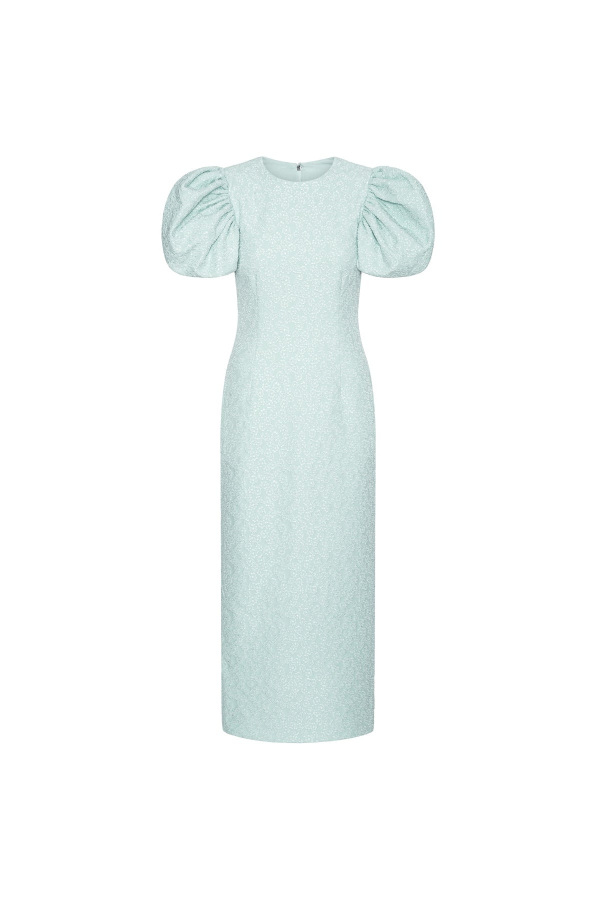 ROTATE Birger Christensen Jacquard Midi Puffy Dress - Plein Air