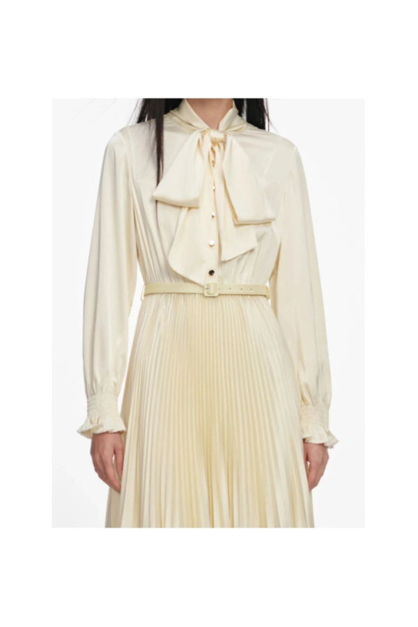 Self-Portrait Satin Lace Midi Dress - Yellow