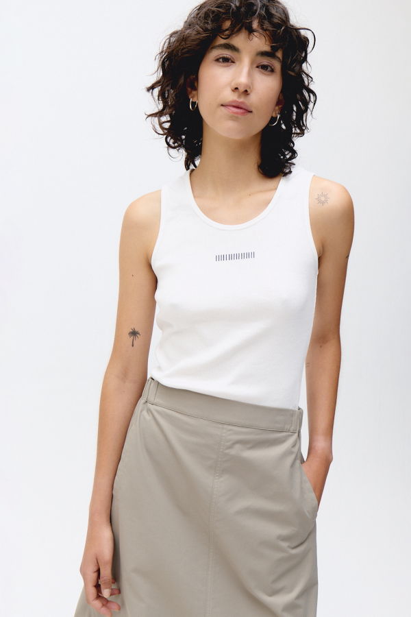 unfeigned Sleeveless Logo Top - White