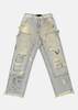PALY HOLLYWOOD Blue Busted Double Knee Jeans - Denim - Thumbnail 1
