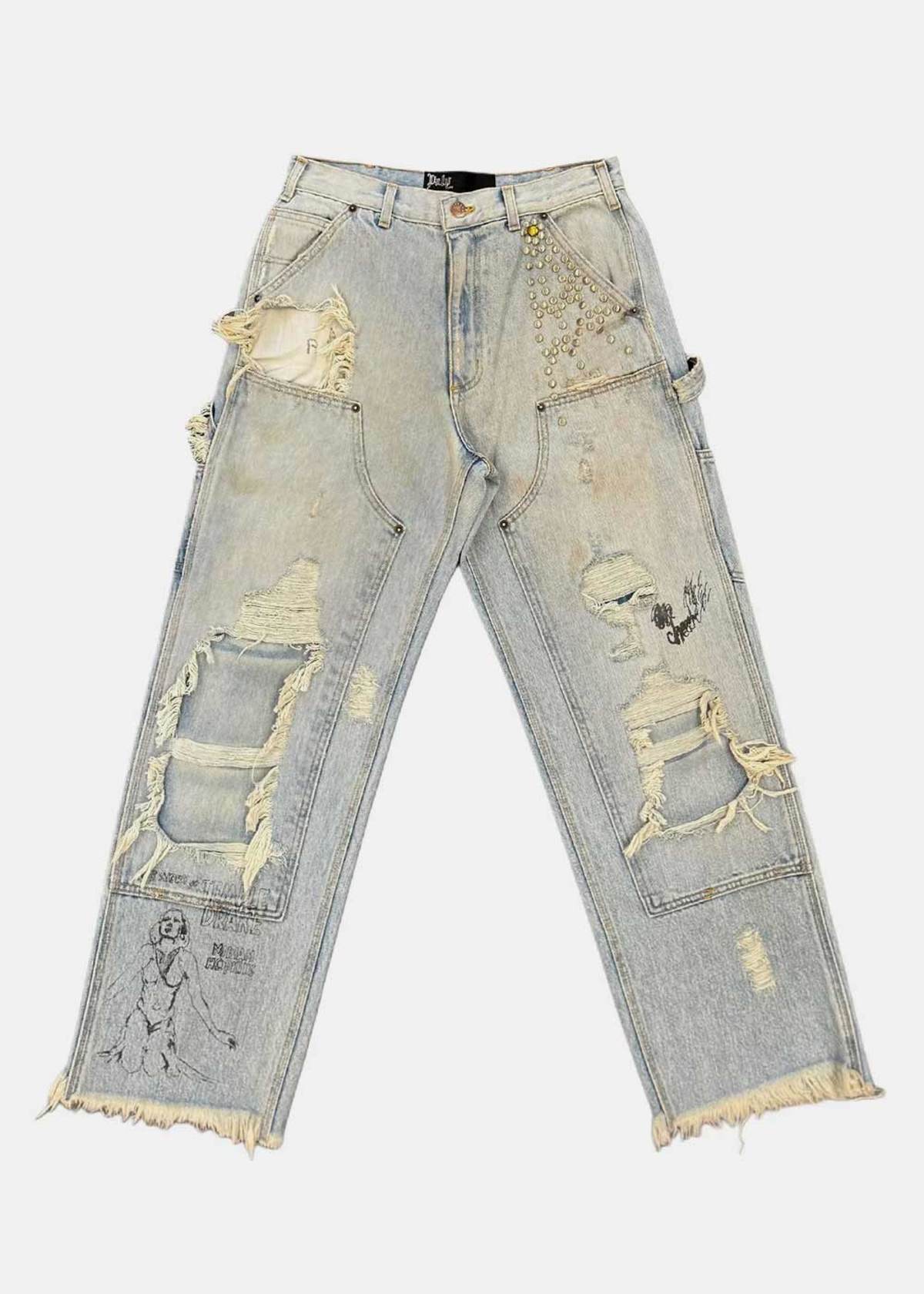 PALY HOLLYWOOD Blue Busted Double Knee Jeans - Denim - Image 1 of 2