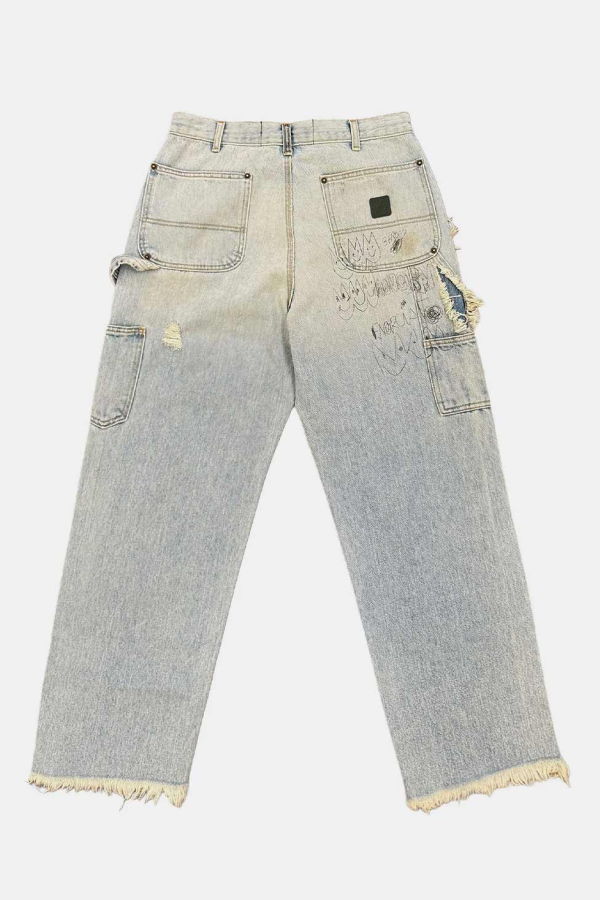 PALY HOLLYWOOD Blue Busted Double Knee Jeans - Denim