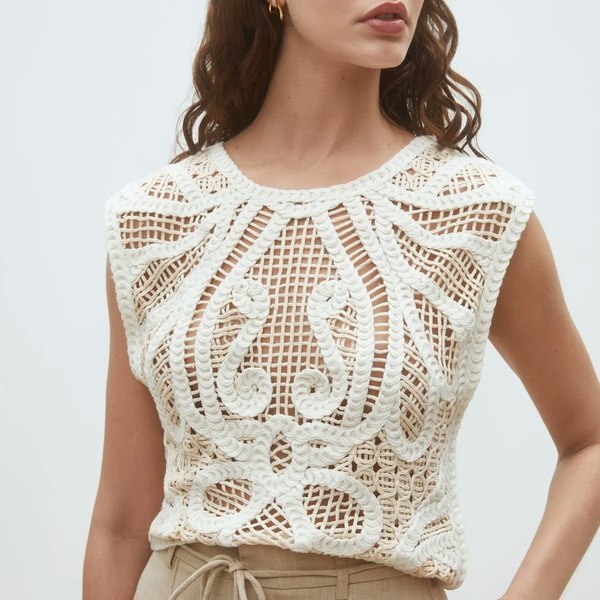 Suncoo Polonia Crochet Sleeveless Sweater Suncoo Polonia Crochet Sleeveless Sweater