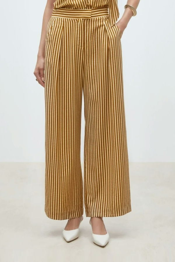 Suncoo Jorys Wide Leg Striped Pants