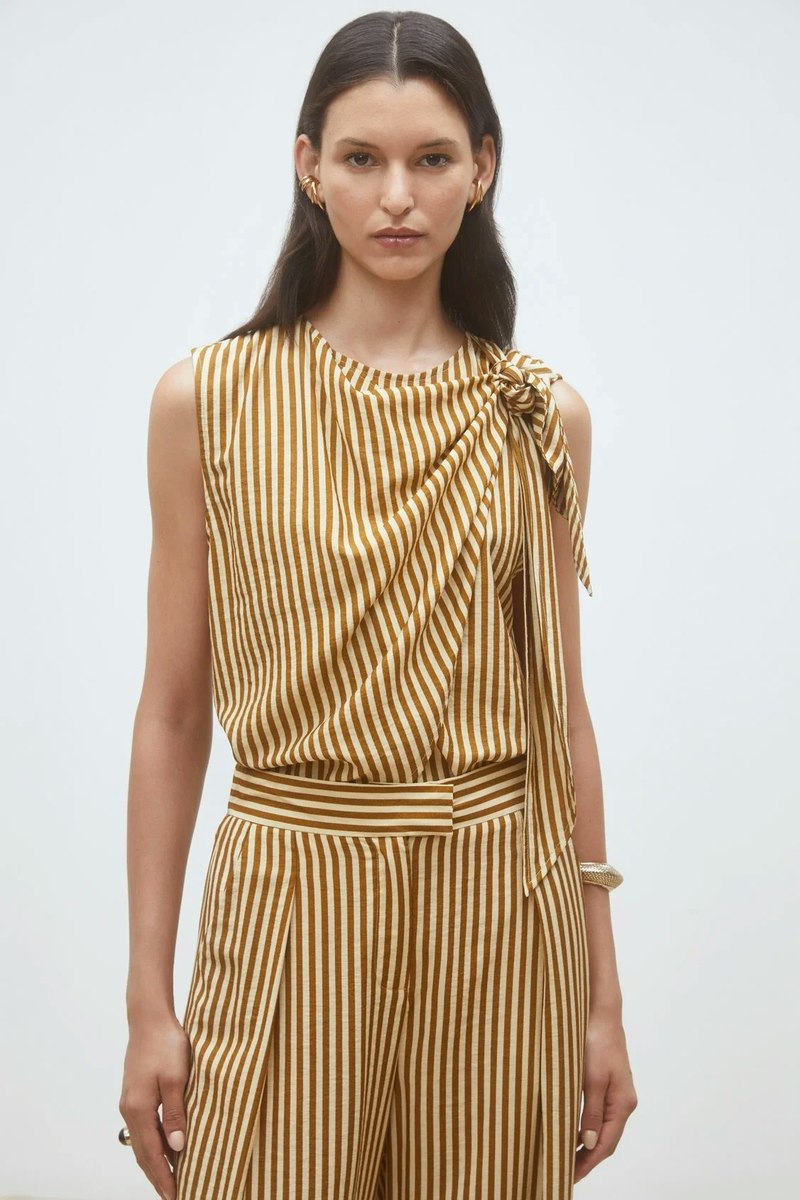 Suncoo Jorys Wide Leg Striped Pants