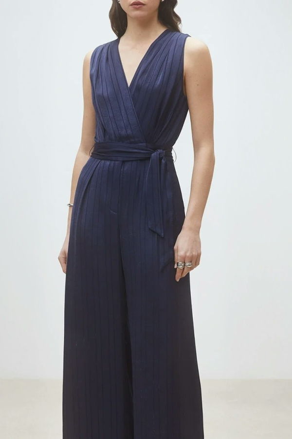 Suncoo Telma Satin Jumpsuit - Deep Blue
