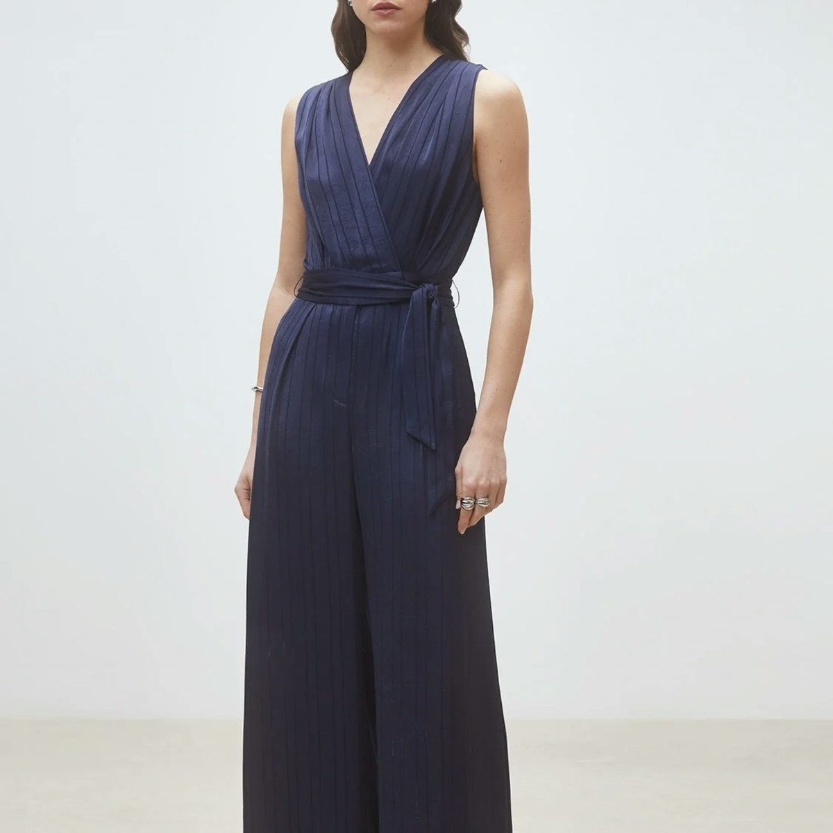 Suncoo Telma Satin Jumpsuit - Deep Blue - Image 1 of 5