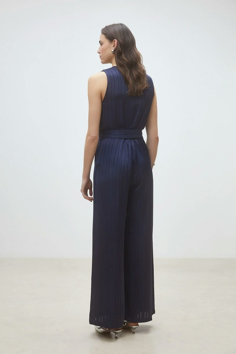 Suncoo Telma Satin Jumpsuit - Deep Blue