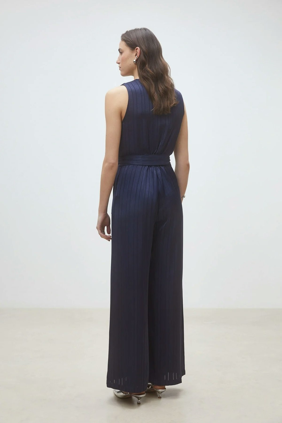 Suncoo Telma Satin Jumpsuit - Deep Blue - Image 4 of 5