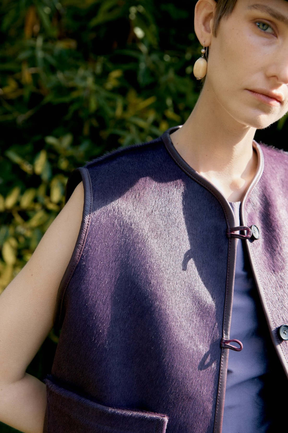 CAWLEY STUDIO Hair On Hide Leather Ella Vest - Violet - Image 5 of 6